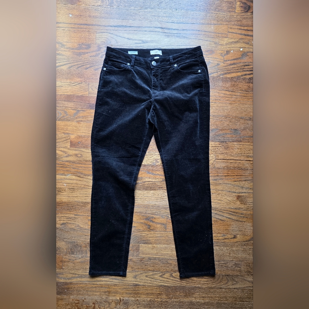 Loft Curvy Skinny Velvet Pants 8 Black P011